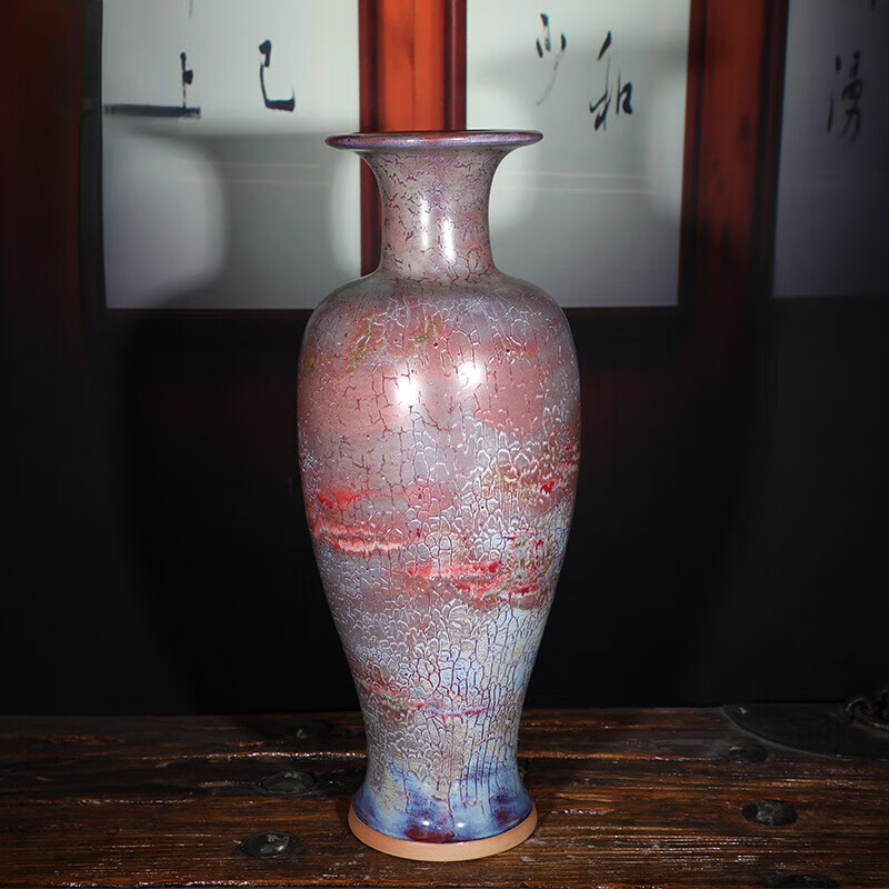 忆品良钧瓷花瓶摆件客厅落地花瓶高端瓷器摆件大花瓶陶