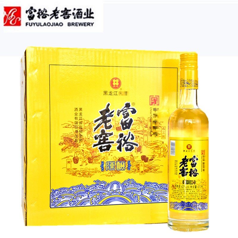 【厂家直供】6瓶富裕老窖陈酿白酒42度450ml光瓶白酒桂花白酒东北粮食