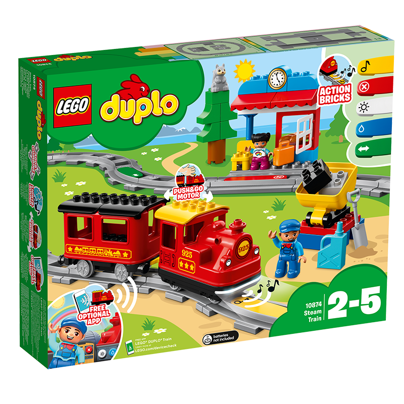 乐高(LEGO)积木 得宝DUPLO 10874 智能蒸汽火车 2-5岁+ 儿童玩具 幼儿大颗粒早教电动 男孩生日礼物 399元