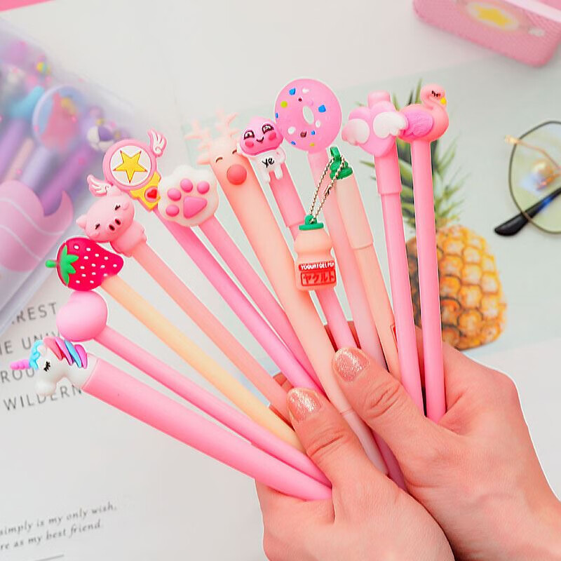 宸学文具 韩国少女心卡通笔文具创意可爱超萌中性笔ins水笔黑色中小