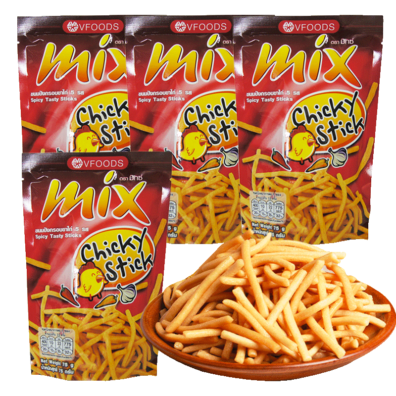 vfoods mix泰国进口 1箱 香辣鸡味脆脆条75g/袋*48 膨化食品 休闲零食