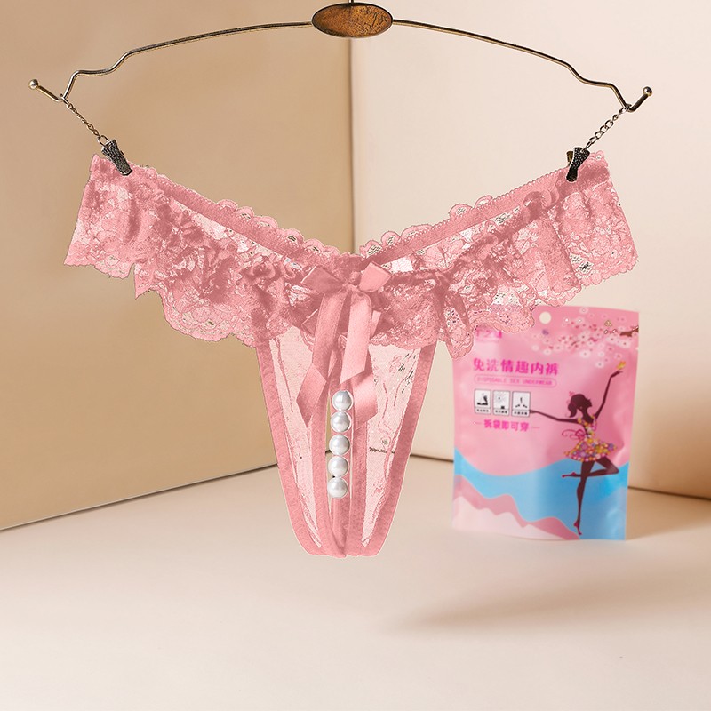 丁之魅 大码情趣内衣内裤女蕾丝诱惑丁字裤开档免脱胖mm珍珠按摩变态