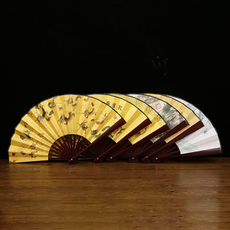 润华年夏季古风折扇中国风绢布折叠扇子古装演出男女舞蹈扇空白绘画