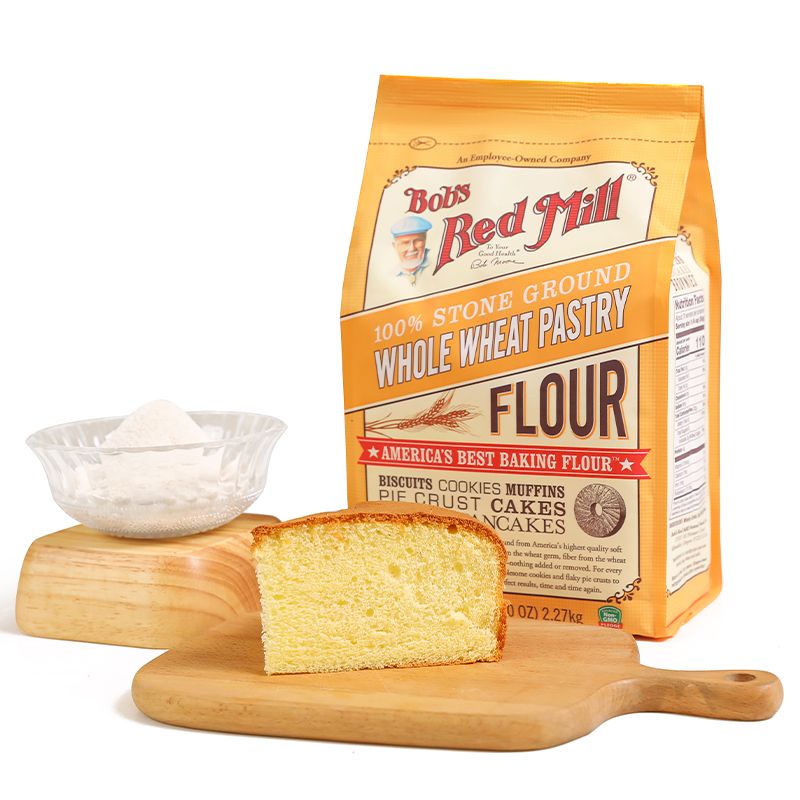 鲍勃红磨坊全麦低筋面粉小麦粉蛋糕粉家用烘培材料家用石磨面粉 2270g