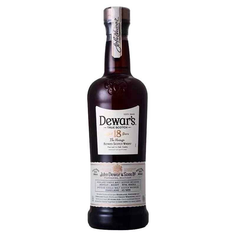 plus会员：帝王（Dewar's）18年 1000ml 苏格兰调配威士忌 英国原装进口洋酒 1L