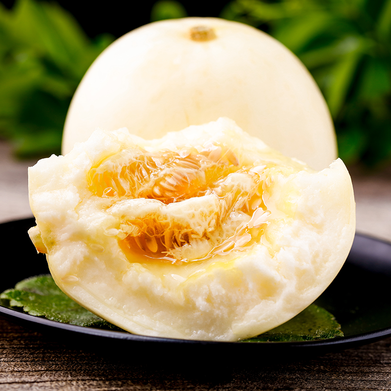 千园九味陕西阎良甜瓜头茬白皮黄肉白肉新鲜香瓜大果时令水果整箱 【净重4.5斤】2-4枚