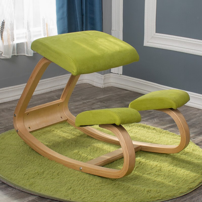 木轮书房家具 人体工程学跪姿椅 健身凳子学生学习椅书椅可纠正写字姿势坐的正 绿色321元