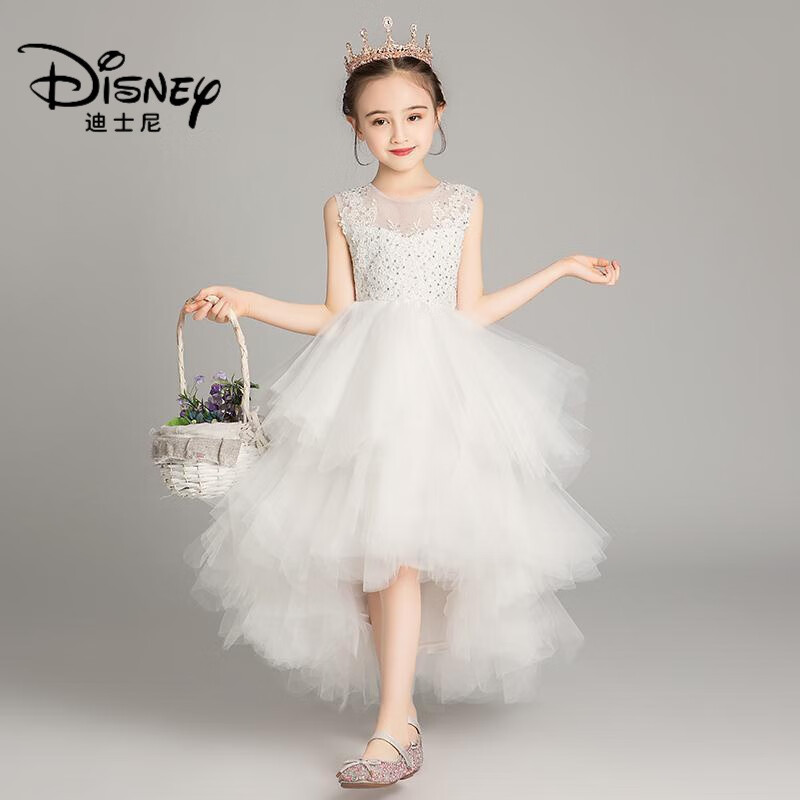裙女童蓬蓬纱小女孩洋气儿童礼服主持人钢琴演出服花童婚纱裙 白色 前
