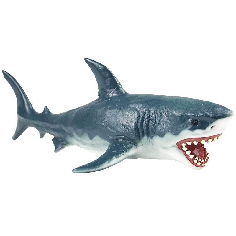 RECUR海洋动物世界鲨鱼 仿真蓝鲸白海豚海豹虎鲸儿童模型玩具男孩 大白鲨（质感好，8成客人推荐）