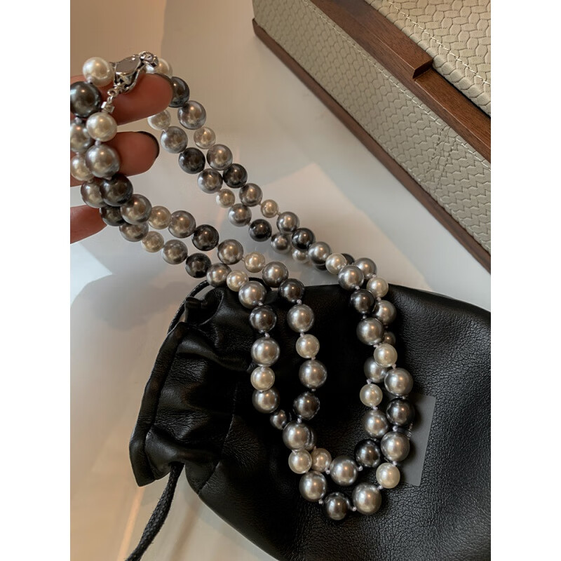 DL 1998胖东来品质珍珠项链大溪地施家大溪地黑真多麻灰色珍珠项链女轻奢 混彩珍珠项链 /条