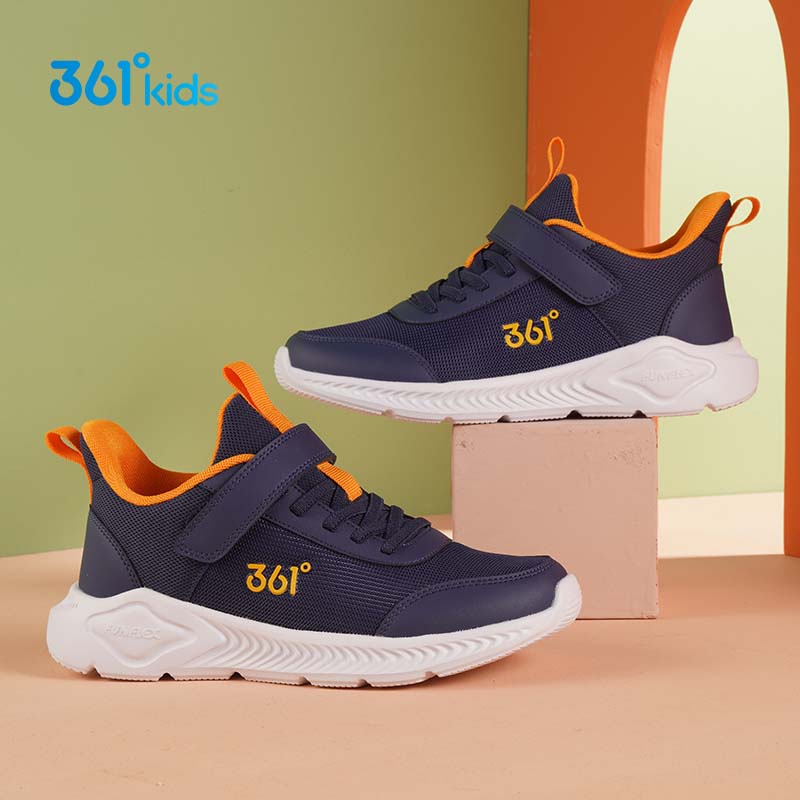 361°儿童运动鞋男女童(3-12岁)防撞鞋头密网休闲跑鞋 蓝28