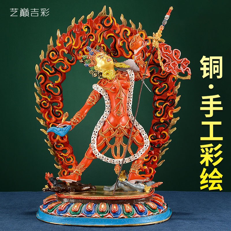 艺巅吉彩 卡雀全铜彩绘那洛空行母摆饰 居家客厅金刚亥母卡雀玛摆件