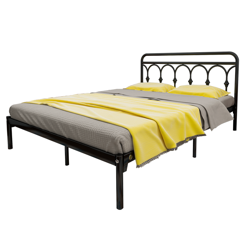 劲豹 床金属铁艺床现代简约单人床1.2欧式公主床1.5米双人床1.8米 黑色 加粗加厚床架 1800*2000