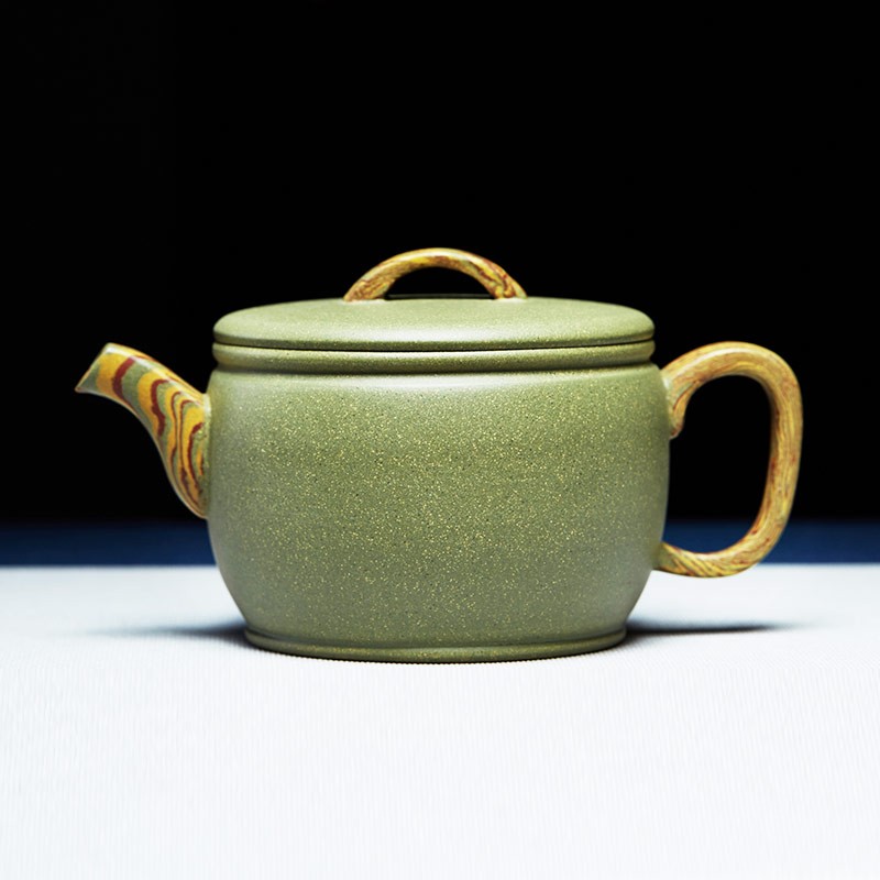 尊壶 紫砂壶全手工茶具套装汉瓦泡茶壶豆青砂绞泥汉瓦壶礼品泡茶器