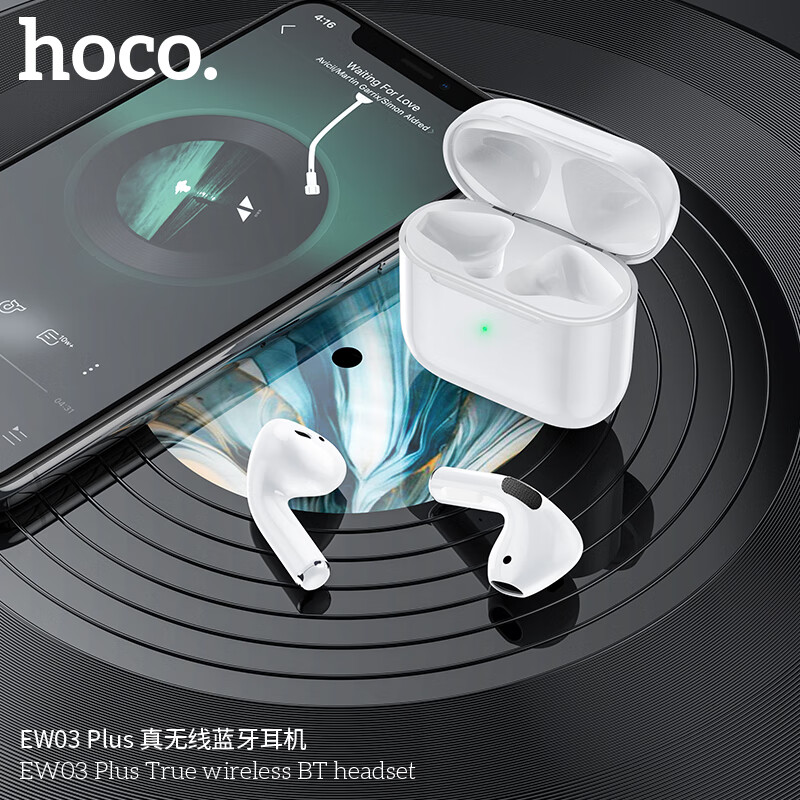 浩酷（HOCO.）无线蓝牙耳机 双耳半入耳式 通话音乐耳机 运动超长待机续航无线耳机 智能降噪 新款设备 白色【EW03plus蓝牙耳机】