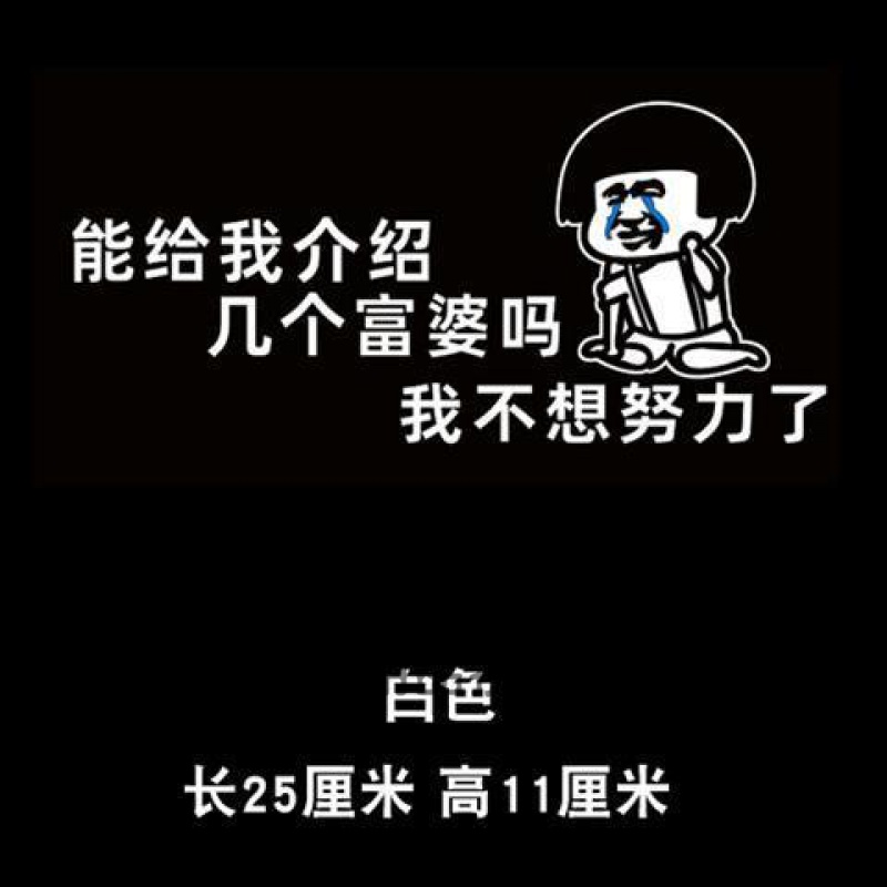 汽车贴纸介绍几个富婆我不想努力了个性搞笑车贴文字图案表情包贴