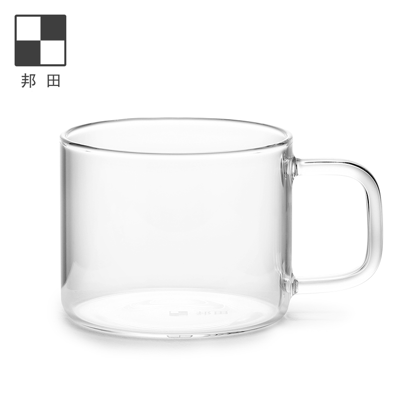 邦田(Bonston)玻璃茶杯带把手加厚咖啡功夫茶耐热透明品茗杯创意个人马克杯 100毫升4只装