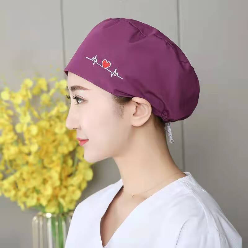 汁寒磐 医护手术室帽子女医生女护士帽子纯棉欧美印花c款设计 深紫