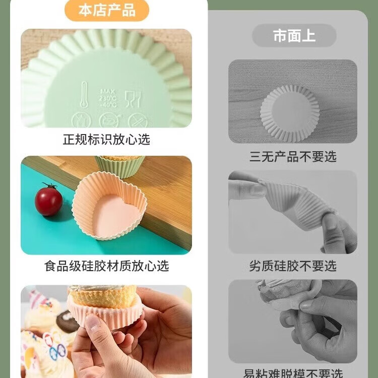 【严选好物】硅胶蛋糕模具食品级烘焙发模具硅胶品级糕点马拉糕蒸糕米糕马拉糕点可重复 食品级硅胶模具【花朵25个】主图6