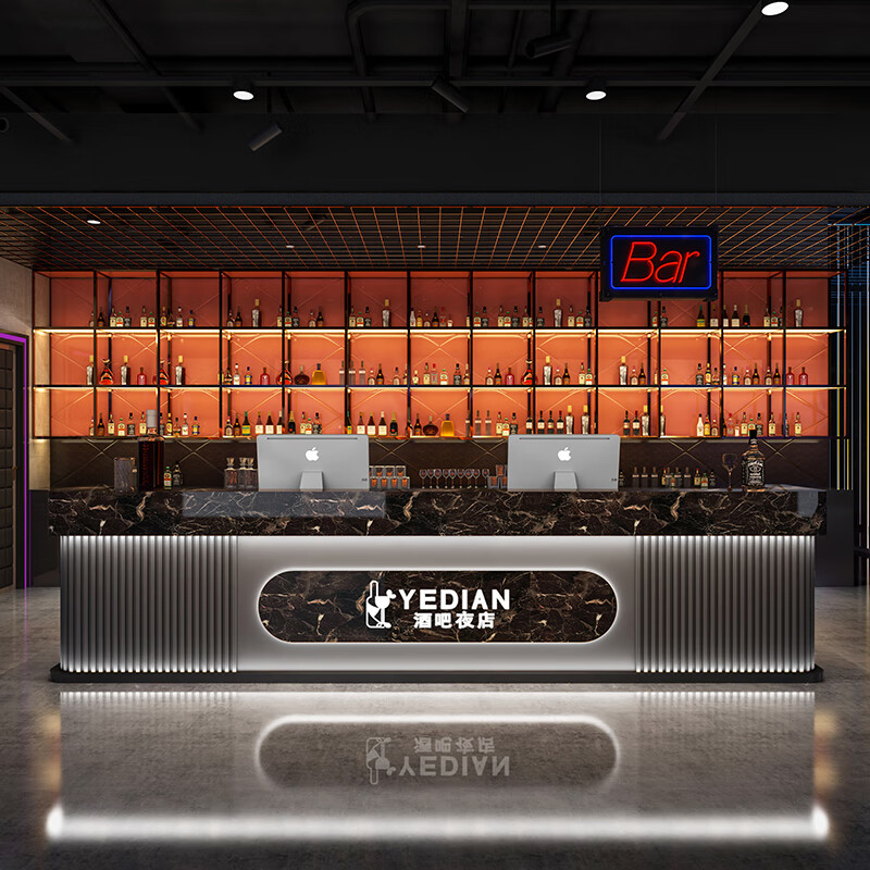 现代酒吧台球厅吧台餐厅饭店收银台酒店ktv会所健 款式a灰色 1x1x1cm