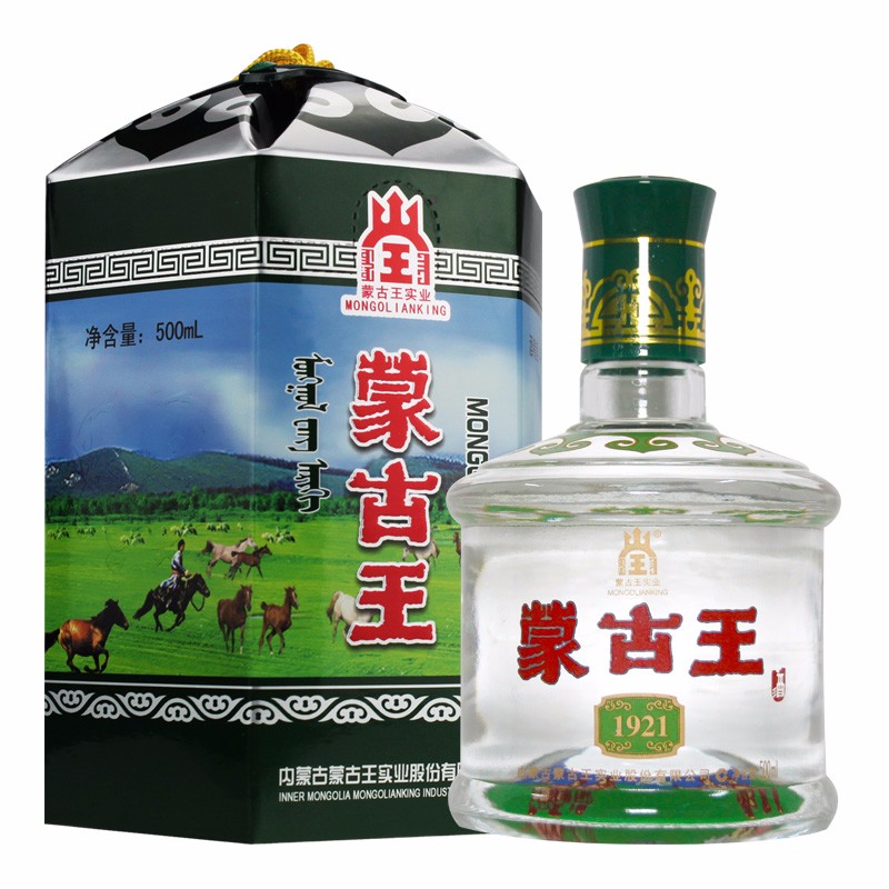 蒙古王 44度绿包 浓香型草原白酒 粮食酒 整箱6瓶 500ml*6