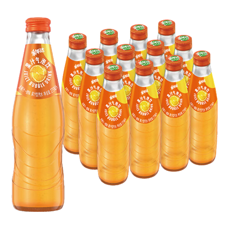 百事可乐 美年达 Mirinda 橙味 果汁气泡饮 碳酸饮料 玻璃瓶 275ml*12瓶 果汁气泡饮橙味 275ml*12