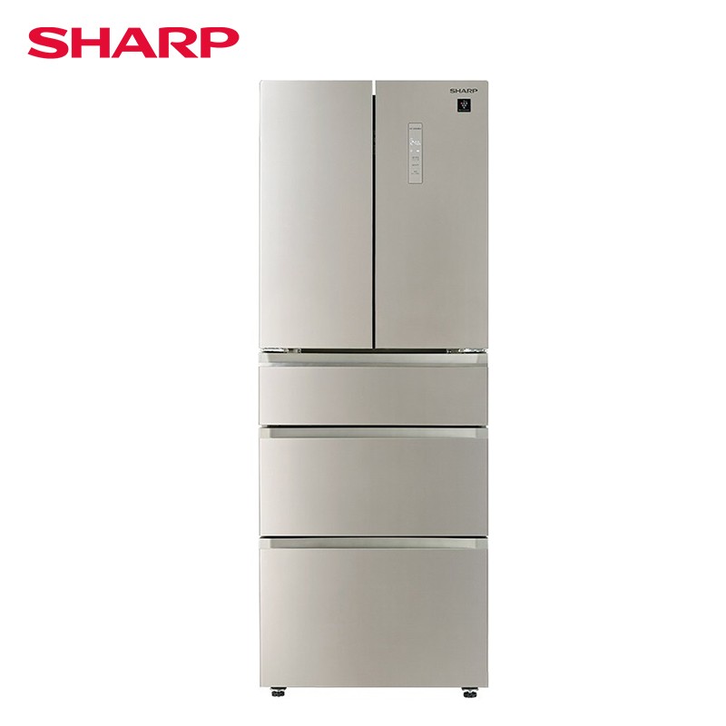 夏普（SHARP）家用风冷无霜双变频 一级能效大容量多门 五门冰箱 PCI净离子群净化 399升 渐变金 BCD-399WFPE-N