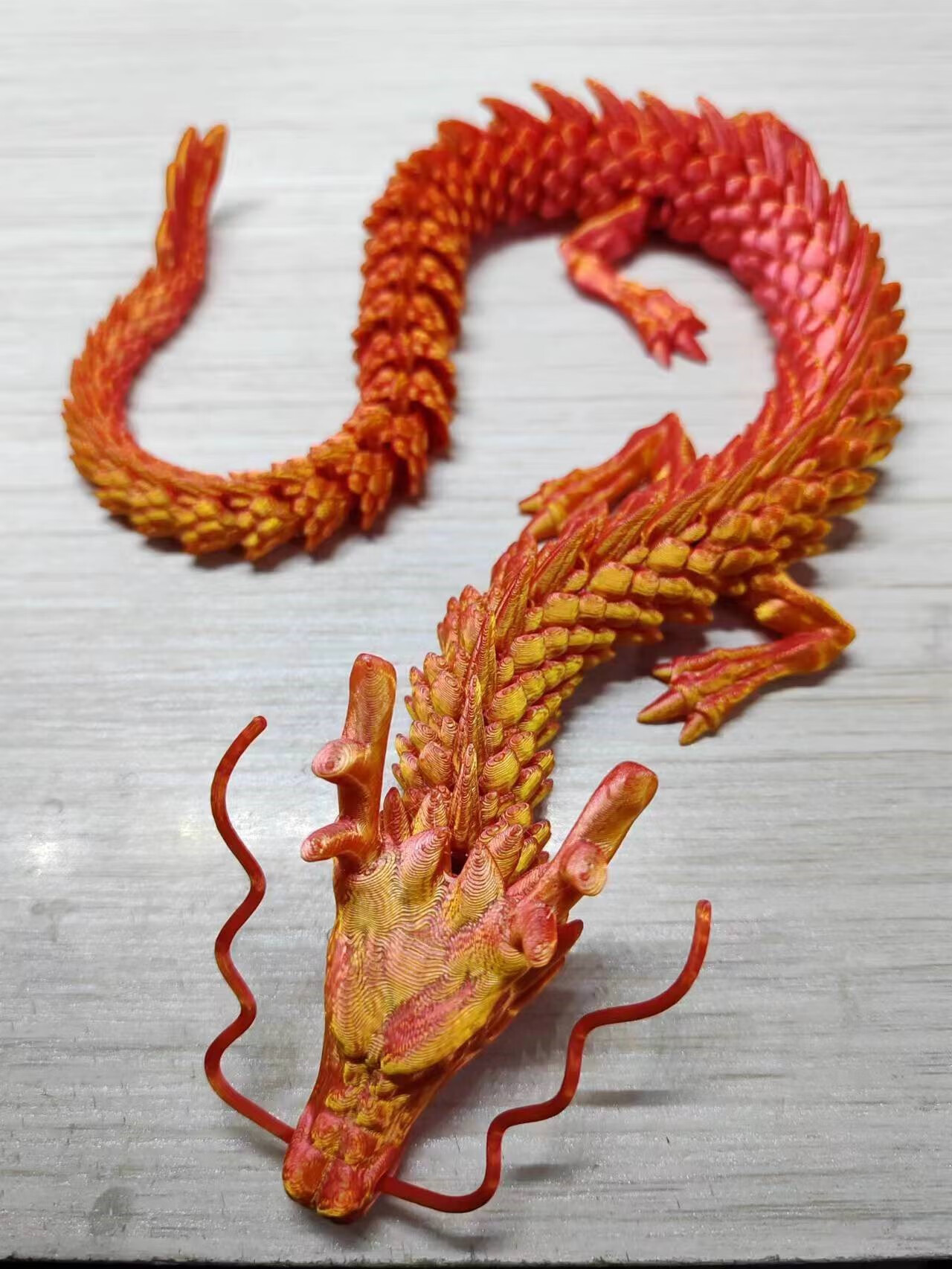 神龙摆件3d打印神龙中国龙关节龙可活动神龙鱼缸摆件 龙41厘·米白色