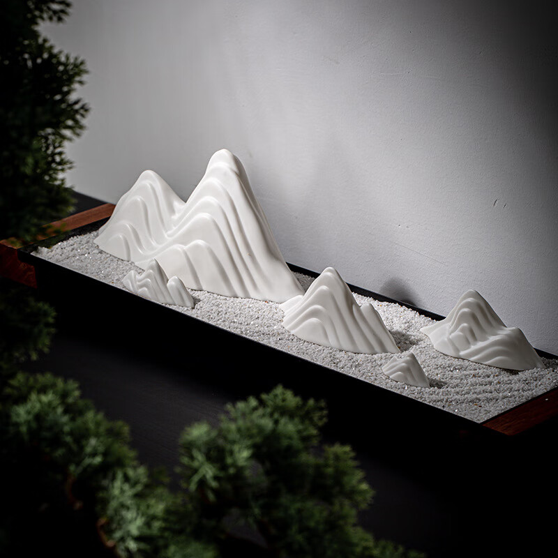 日式枯山水禅意室内客厅桌面陶瓷摆件客厅沙盘石头沙微景观造景 整套