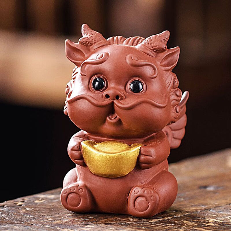 妙乐熊茶宠摆件可养貔貅招财金蝉紫砂茶玩茶具配件禅意瑞兽茶器金蟾