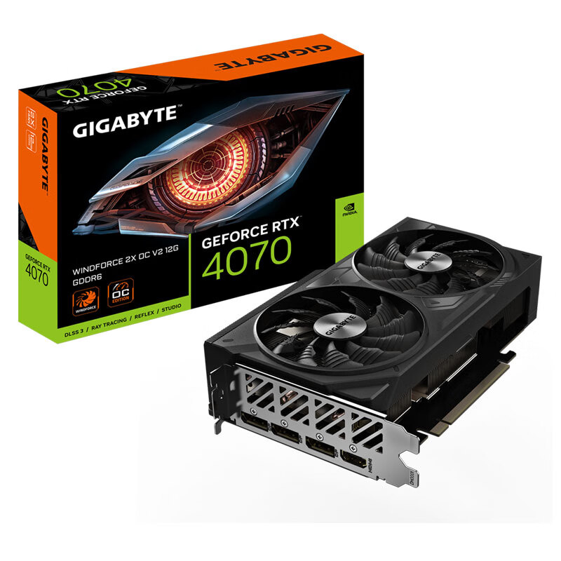 技嘉（GIGABYTE）风魔 GeForce RTX 4070显卡 WINDFORCE OC 12G电竞游戏设计智能学习电脑独立显卡 4070WF2OC V2-12GD风魔双风扇小卡