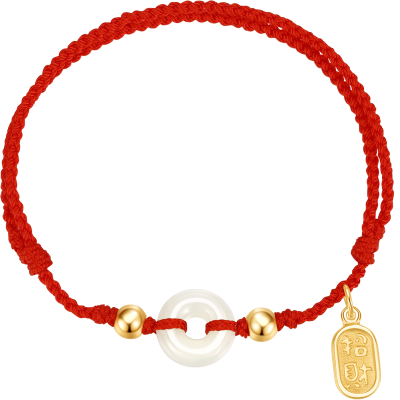 珍尚銀中國(guó)黃金招財(cái)平安扣紅繩銀腳鏈女生日情人節(jié)禮物新年女友老婆S925