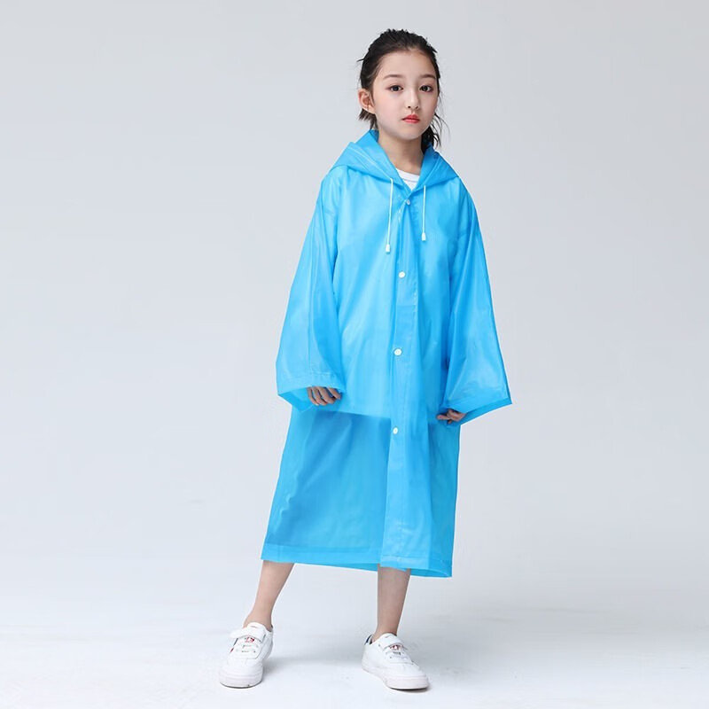 顾二 儿童时尚雨衣雨披男童女童学生雨衣无味非一次性连体通用旅游雨衣 蓝色两件装