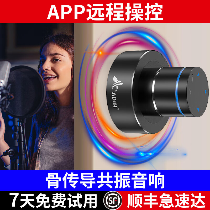 艾丁新款APP远程操控共振音响大喇叭骨传导音响家用无线蓝牙音箱高音质户外WiFi连接大音量低音炮 远程S9wifi黑色42w+全套配件 蓝牙共振音响