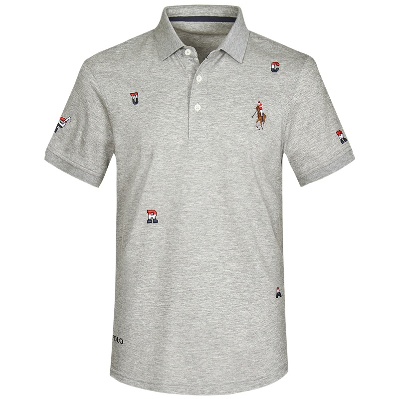 瑾巡官方品牌男装保罗polo高端纯棉翻领短袖polo衫男骑士大马标刺绣高