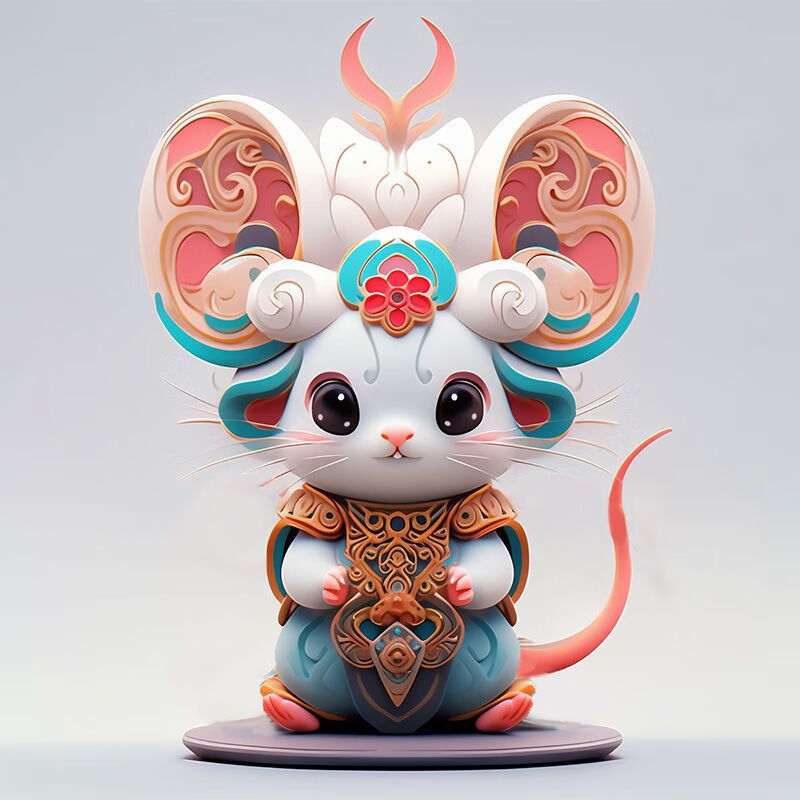 咯咯哒国潮十二生肖吉祥物摆件本命年装饰开业贈礼摆件 社君(子鼠)