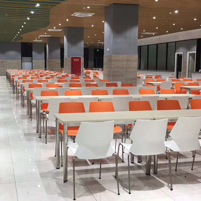 雅漫琳厂家供应学校企业员工食堂家具餐饮店桌椅四人位快餐桌塑料靠背