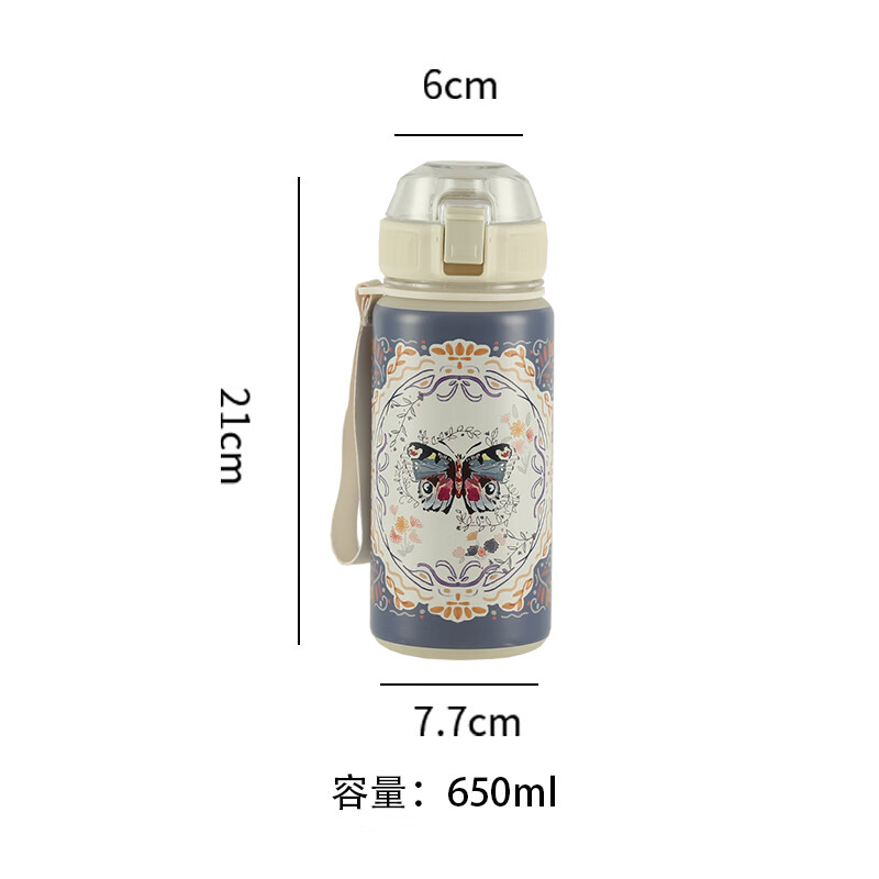 TAEFAIR蝴蝶弹跳杯Tritan茶水分离儿童成人便携办公室含茶滤泡果茶饮水杯 C-镜框蝴蝶Tritan弹跳杯650ml