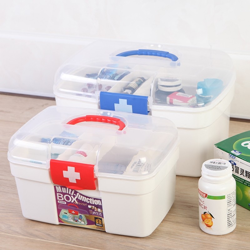 振兴家庭小药箱 手提式应急医药箱 药品储藏箱塑料双层保健收纳箱 1个装