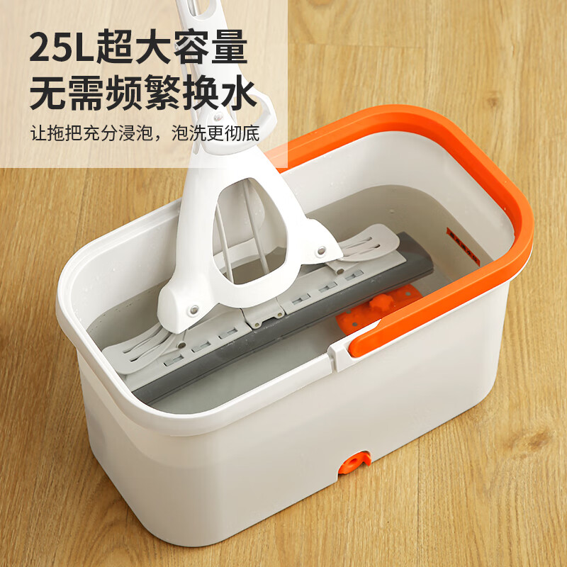 LYNN海绵拖把家用免手洗一拖净干湿两用懒人拖地拖布墩布强力吸水胶棉 【新升级】双驱动旋转拖把套装