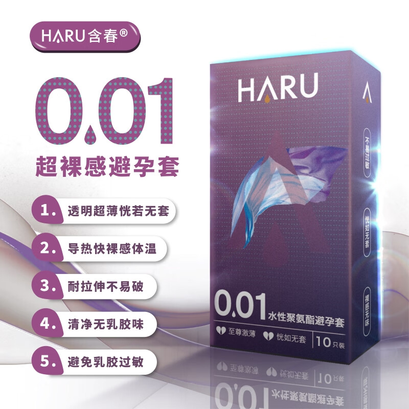 HARU含春【至尊激薄】超薄安全套001裸入避孕套润滑多水男女情趣用正品byt 001至尊激薄【10只】HARU含春聚氨酯避孕套