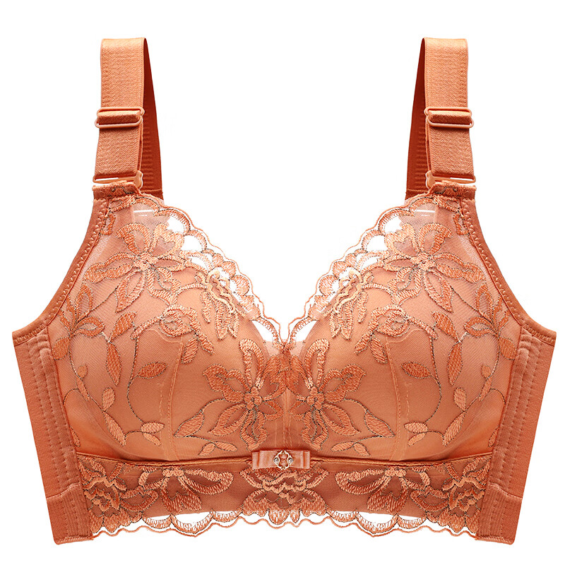 女小胸聚拢显大收副乳防下垂2024新调整型平胸专用文胸罩 橙色 75a
