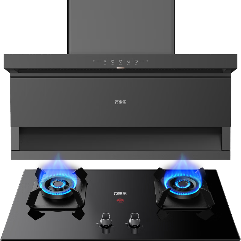 万家乐【小鲸喜】顶侧双吸油烟机24立方油烟机自清洗 5.1kw大火力钢化玻璃煤气灶具套装TAK5+TAC5液化气