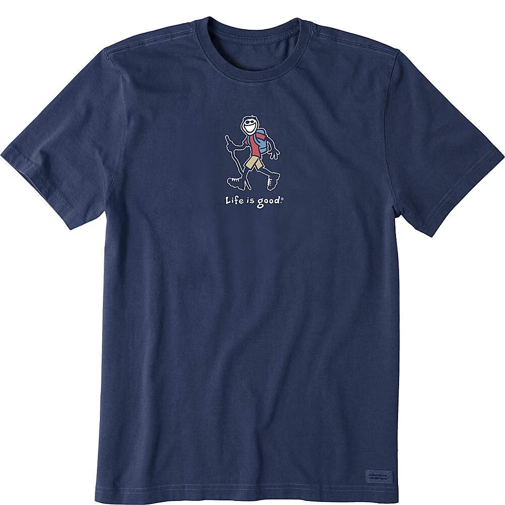 is good 男士纯棉t恤 户外运动短袖 hiking jake印花 透气舒适 深蓝色