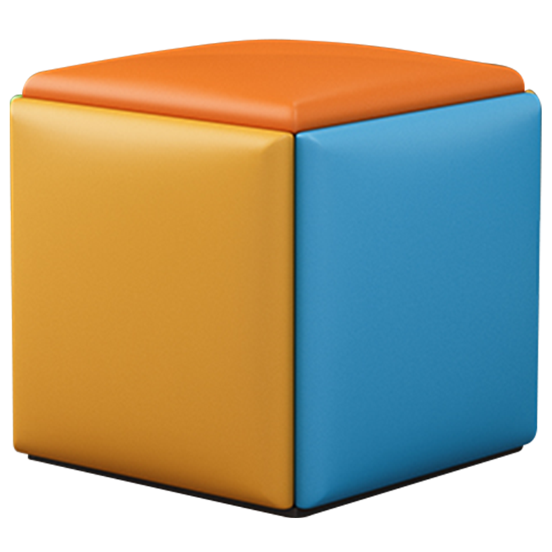 好尔小凳子家用五合一多功能魔方凳矮餐厅客厅换鞋板凳网红沙发凳 魔方椅/大号/米白色皮革