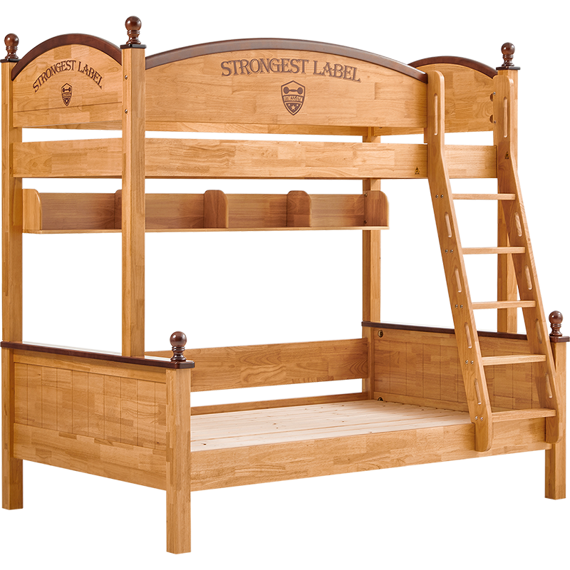 林氏木业美式实木儿童床高低床上下双层床二层子母床FA5A【原木色】FA5A-A高低床(不含床垫),1.5*1.9米