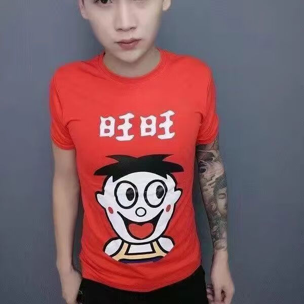 橦舟渡旺仔衣服快手红人网红同款潮流新款短袖t恤 裤子男精神小伙社会