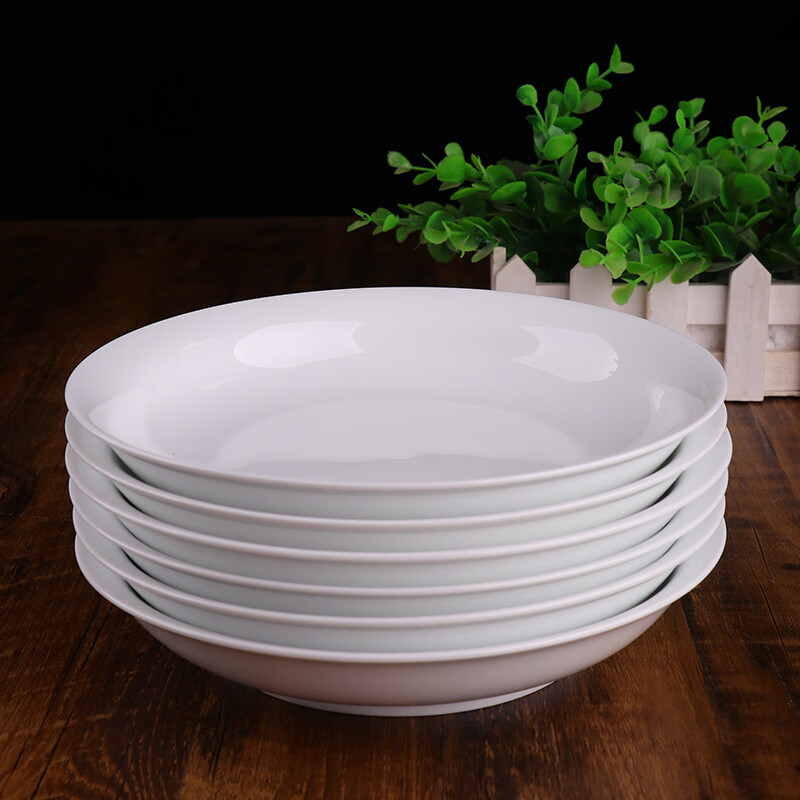 錦鳯景德镇高温白瓷饭碗面碗汤锅鱼盘菜盘吃碟斗碗大碗碗盘陶瓷餐具 罗汉12头（6碗+6盘）