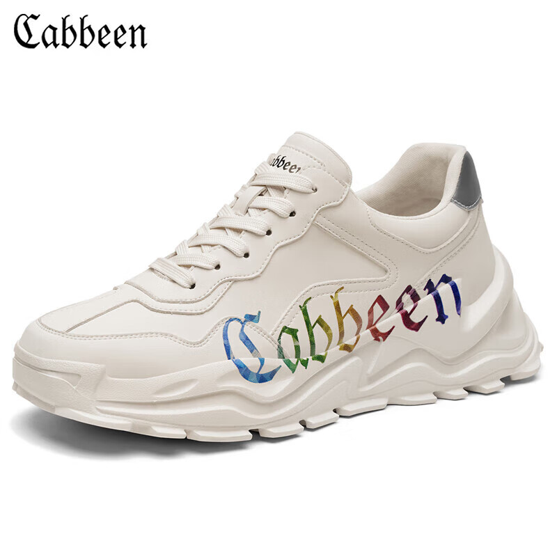 卡宾(cabbeen)卡宾老爹鞋男反光尾标运动休闲鞋男ins风时尚男鞋 米色