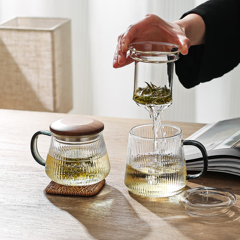 品喻（PINYU）玻璃茶杯茶水分离水杯男士泡茶杯子女士个人专用办公室茶具